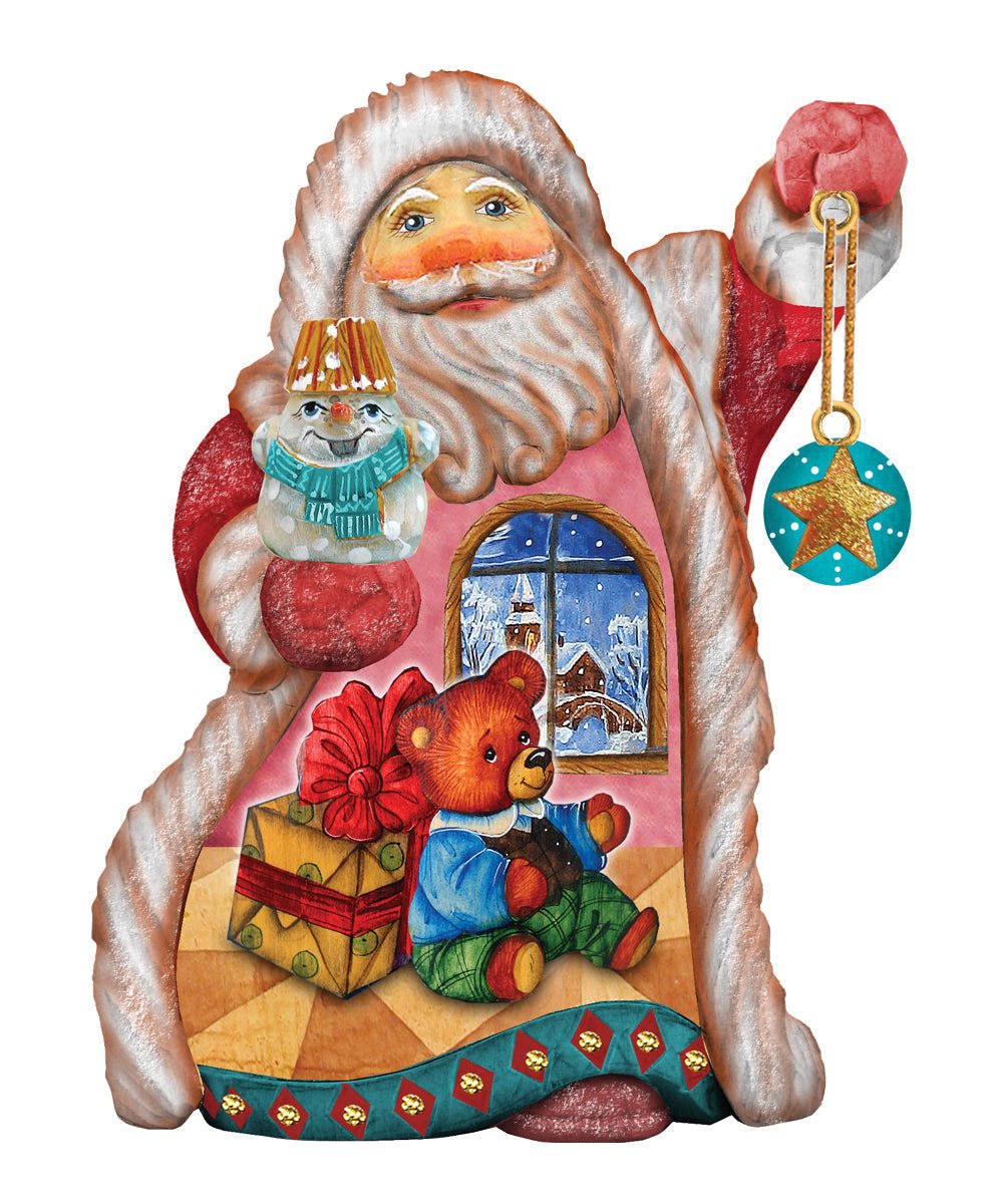 Teddy Santa Sculpted Hand-Painted Christmas Figurine by G. DeBrekht - Christmas Santa Snowman Decor - 661531 - Che Cose Belle