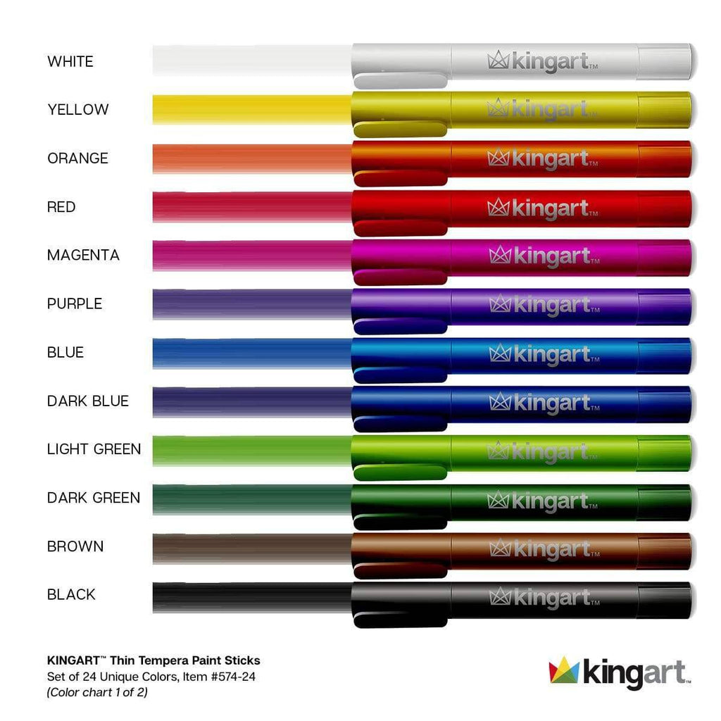 Tempera Paint Thin Sticks, 24 Colors - Che Cose Belle