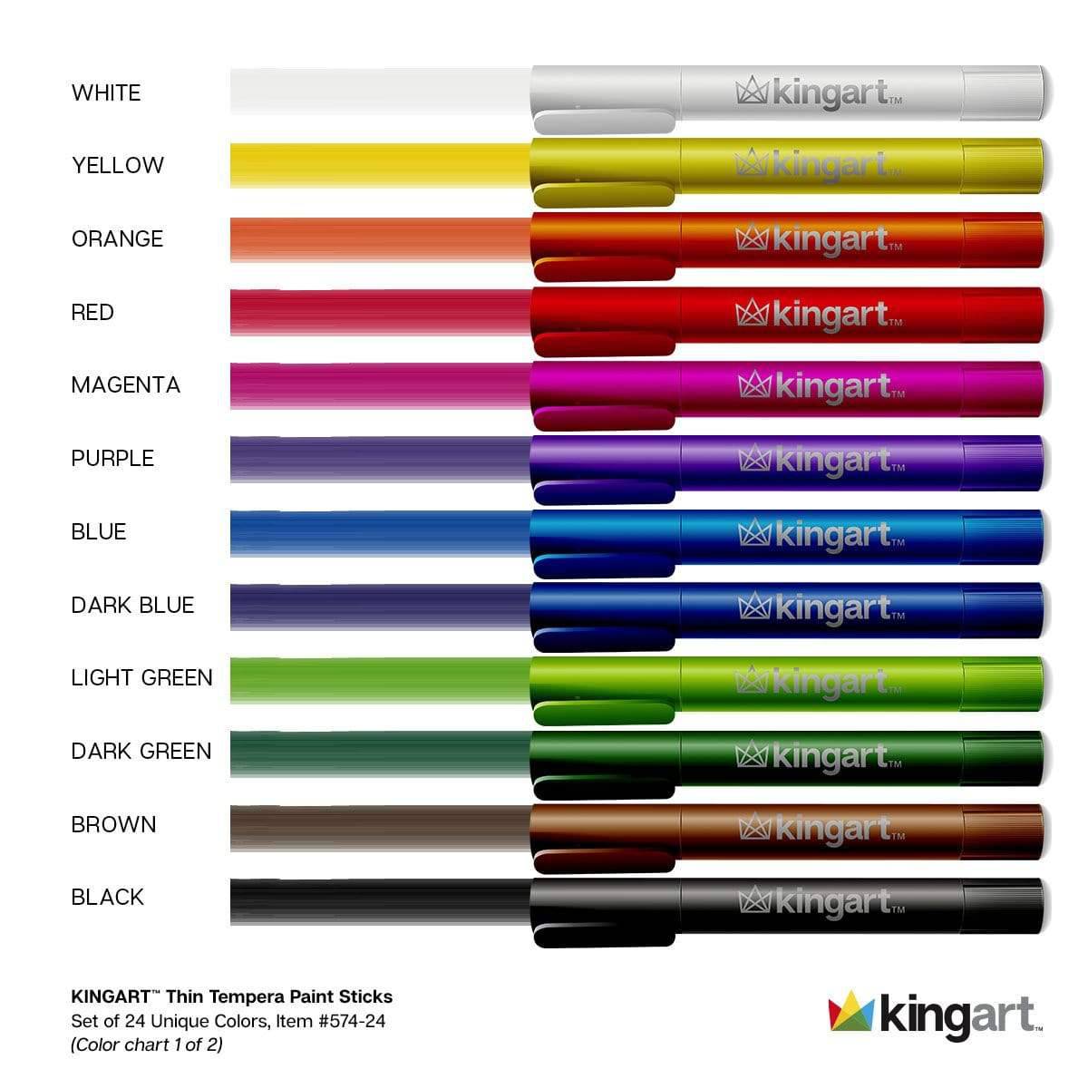 Tempera Paint Thin Sticks, 24 Colors - Che Cose Belle