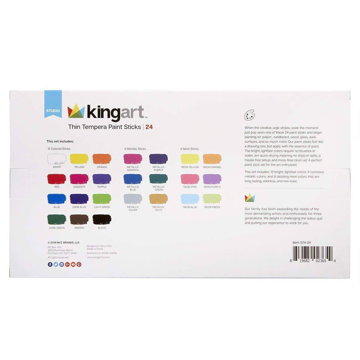 Tempera Paint Thin Sticks, 24 Colors - Che Cose Belle