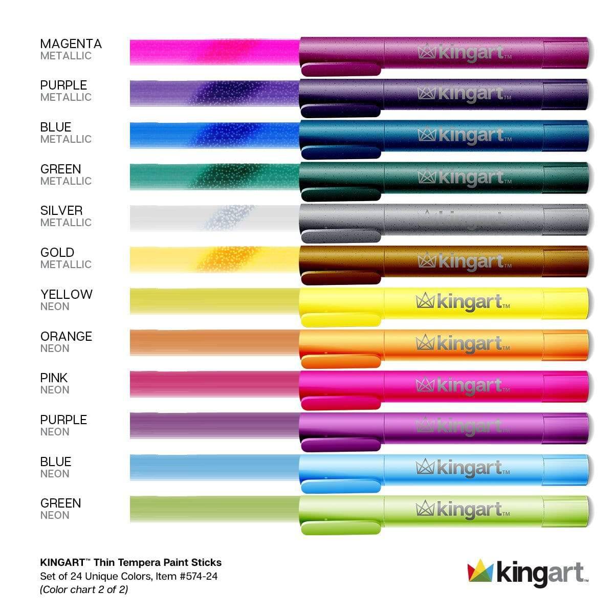 Tempera Paint Thin Sticks, 24 Colors - Che Cose Belle