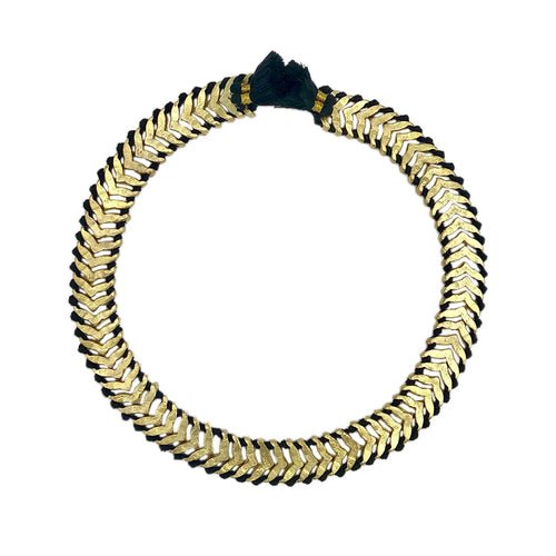 Temple Collar Bib Necklace Boho Tribal Statement With Cotton Tassels Zinc Alloy - Che Cose Belle