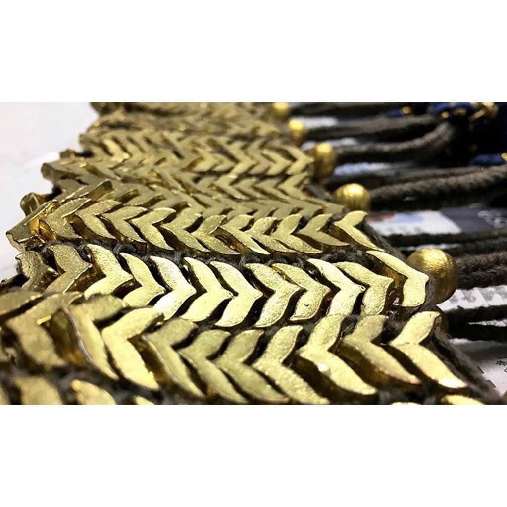 Temple Collar Bib Necklace Boho Tribal Statement With Cotton Tassels Zinc Alloy - Che Cose Belle