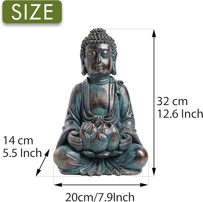 TERESA'S COLLECTIONS Meditating Buddha Statue for Garden Decor with Outdoor Solar Lights, Large Resin Christmas Decor Outdoor Statue Garden Sculpture Figurines for Home Lawn Yard Decorations, 10.4'' - Che Cose Belle