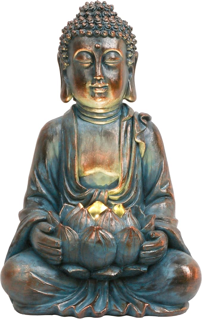 TERESA'S COLLECTIONS Meditating Buddha Statue for Garden Decor with Outdoor Solar Lights, Large Resin Christmas Decor Outdoor Statue Garden Sculpture Figurines for Home Lawn Yard Decorations, 10.4'' - Che Cose Belle