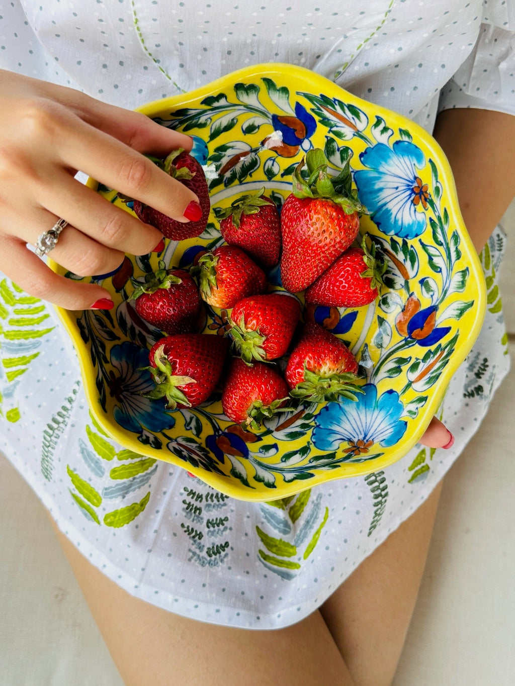 Terra Handmade Bowls — Blue Pottery, Hand - Painted Serving Bowl - Che Cose Belle