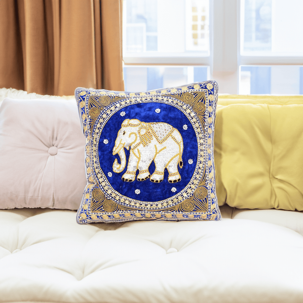 Thai Elephant Embroidered Pillow Cover - Thailand - Che Cose Belle