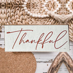 Give Thanks Rustic Wall Sign Set 10x4x1 Inch, Rust Background White Script, Single Or 2-Pack