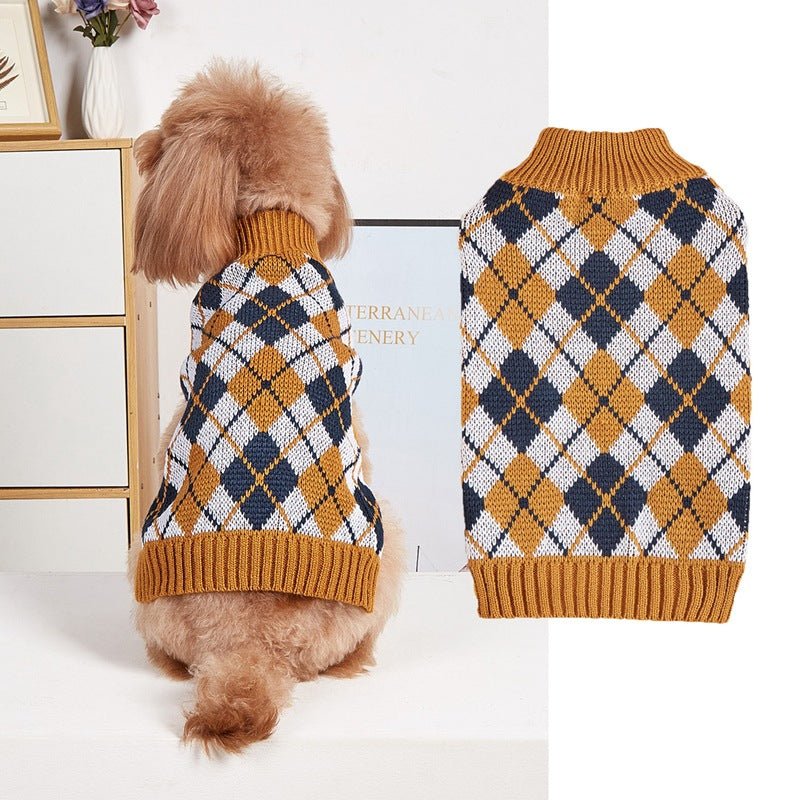 Thanksgiving Pet Clothes Lapel Retro Plaid Contrast Color - Che Cose Belle