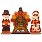 Thanksgiving Pilgrim Couple and Turkey Wooden Tabletop Decoration Set of 3 – Harvest Fall Décor by G. Debrekht - 862112-OP-S3 - Che Cose Belle