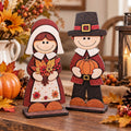 Thanksgiving Pilgrim Couple Wooden Tabletop Decoration Set of 2 – Handcrafted Fall Harvest Décor by G. Debrekht - 862111-OP-S2 - Che Cose Belle