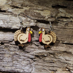 Thanksgiving Turkey Wooden Dangle Earrings | Funny Holiday Jewelry - Che Cose Belle