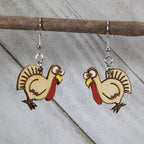 Thanksgiving Turkey Wooden Dangle Earrings | Funny Holiday Jewelry - Che Cose Belle