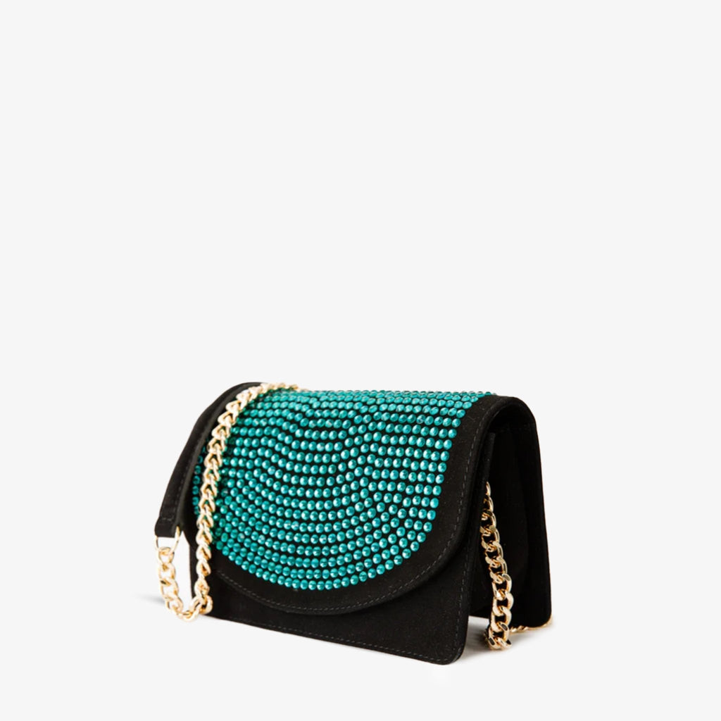 The Ailano Black Leather Glitter Handbag - Che Cose Belle