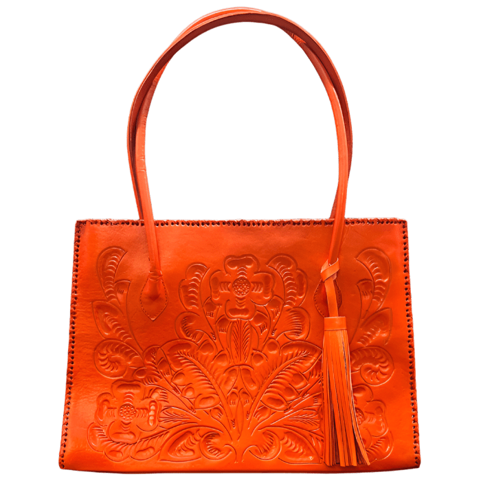 The Amy| Hand-Tooled Leather Tote Bag - Che Cose Belle