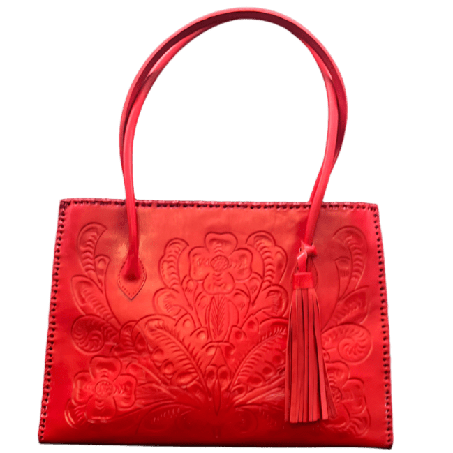 The Amy| Hand-Tooled Leather Tote Bag - Che Cose Belle