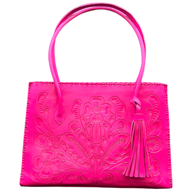 The Amy| Hand-Tooled Leather Tote Bag - Che Cose Belle