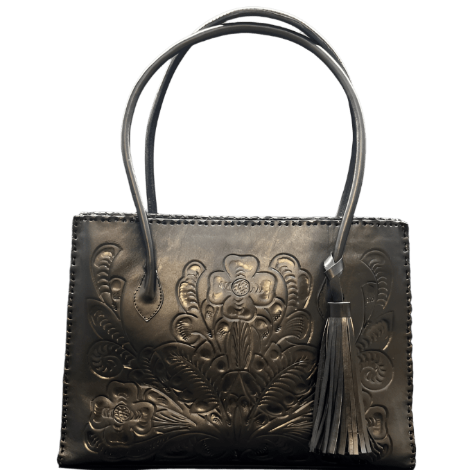 The Amy| Hand-Tooled Leather Tote Bag - Che Cose Belle