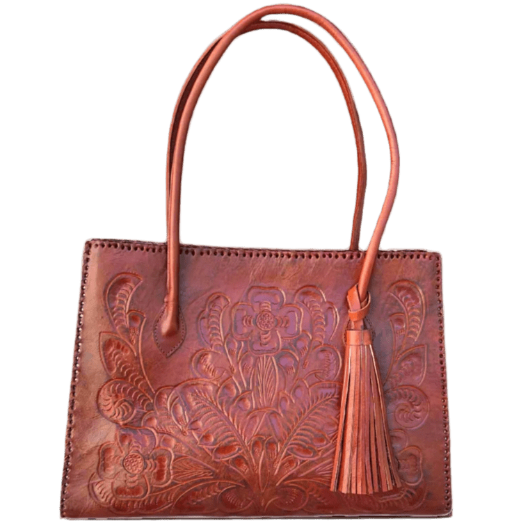 The Amy| Hand-Tooled Leather Tote Bag - Che Cose Belle