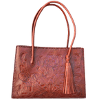 The Amy| Hand-Tooled Leather Tote Bag - Che Cose Belle