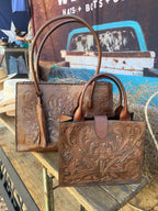 The Amy| Hand-Tooled Leather Tote Bag - Che Cose Belle