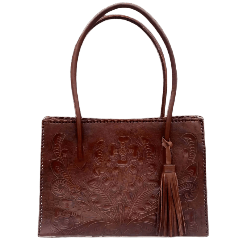 The Amy| Hand-Tooled Leather Tote Bag - Che Cose Belle