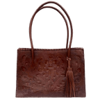 The Amy| Hand-Tooled Leather Tote Bag - Che Cose Belle