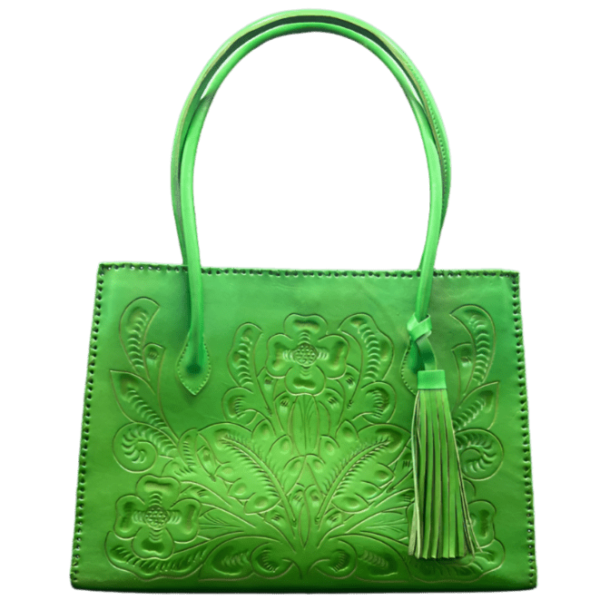 The Amy| Hand-Tooled Leather Tote Bag - Che Cose Belle