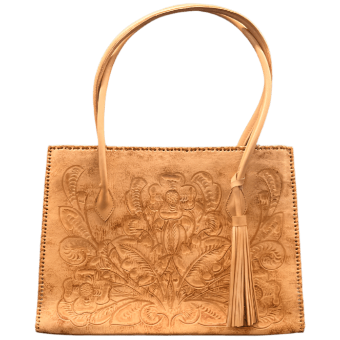 The Amy| Hand-Tooled Leather Tote Bag - Che Cose Belle