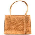 The Amy| Hand-Tooled Leather Tote Bag - Che Cose Belle