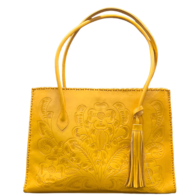 The Amy| Hand-Tooled Leather Tote Bag - Che Cose Belle