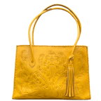 The Amy| Hand-Tooled Leather Tote Bag - Che Cose Belle