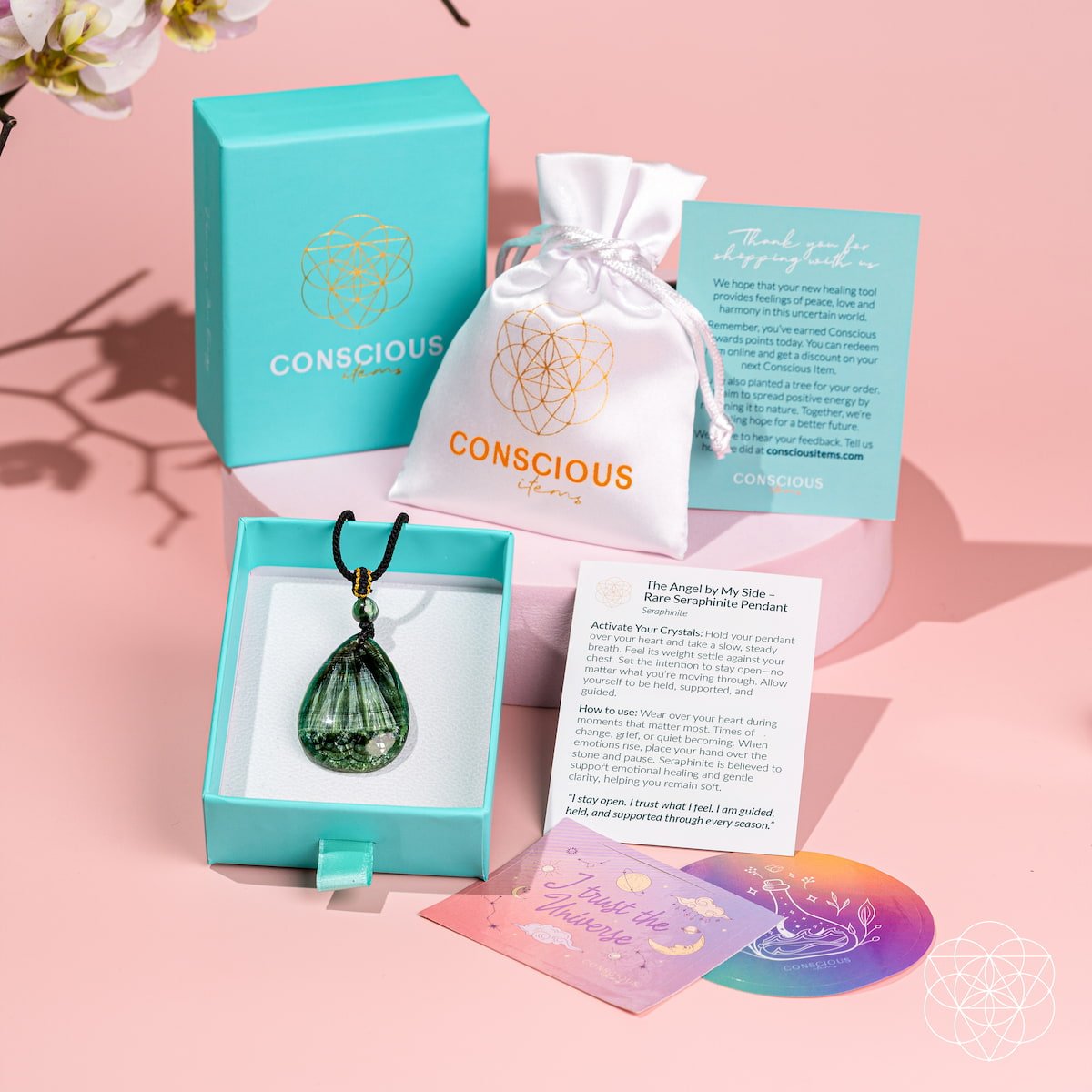 The Angel by My Side – Rare Seraphinite Pendant - Che Cose Belle