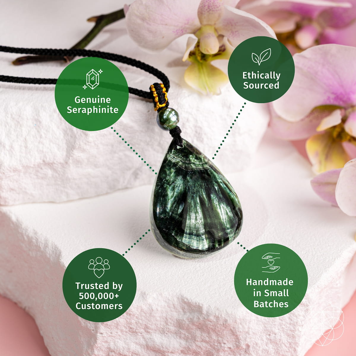 The Angel by My Side – Rare Seraphinite Pendant - Che Cose Belle