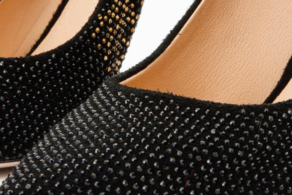 The Bago Black & Gold Glitter Leather Pump Women Shoe - Che Cose Belle