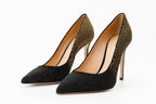 The Bago Black & Gold Glitter Leather Pump Women Shoe - Che Cose Belle