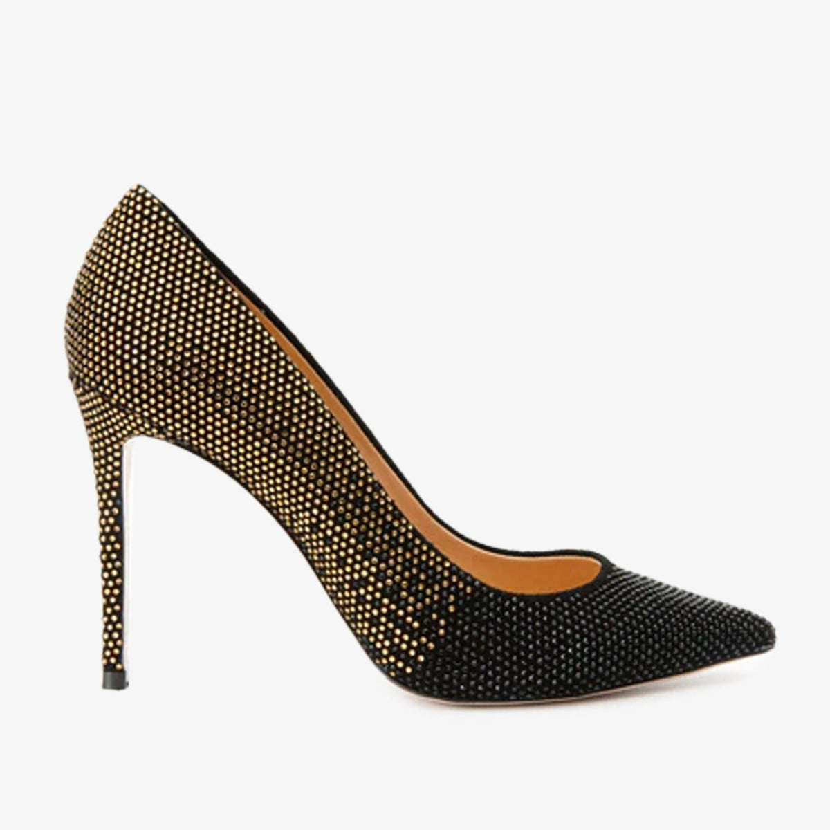 The Bago Black & Gold Glitter Leather Pump Women Shoe - Che Cose Belle