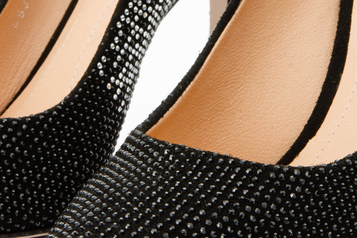The Bago Black & Silver Glitter Leather Pump Women Shoe - Che Cose Belle