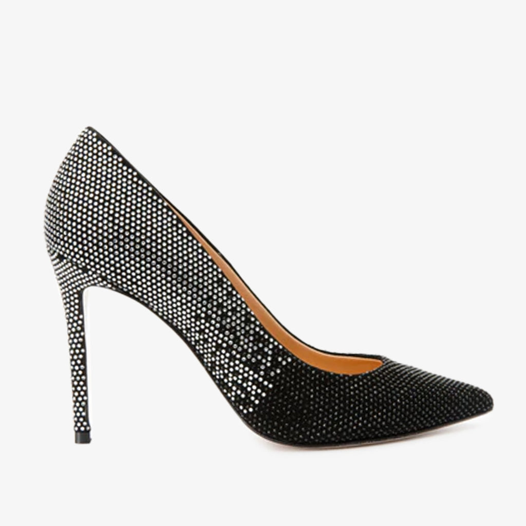 The Bago Black & Silver Glitter Leather Pump Women Shoe - Che Cose Belle
