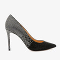 The Bago Black & Silver Glitter Leather Pump Women Shoe - Che Cose Belle