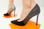 The Bago Black & Silver Glitter Leather Pump Women Shoe - Che Cose Belle