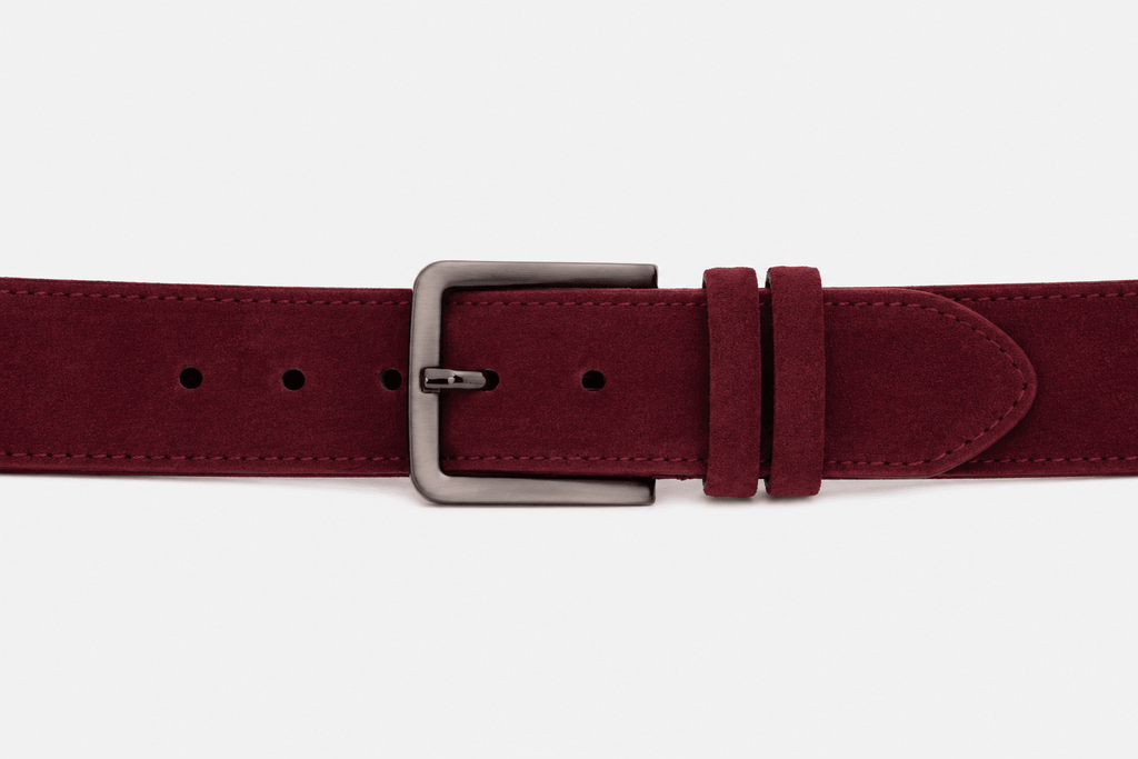 The Bari Burgundy Suede Leather Belt - Che Cose Belle