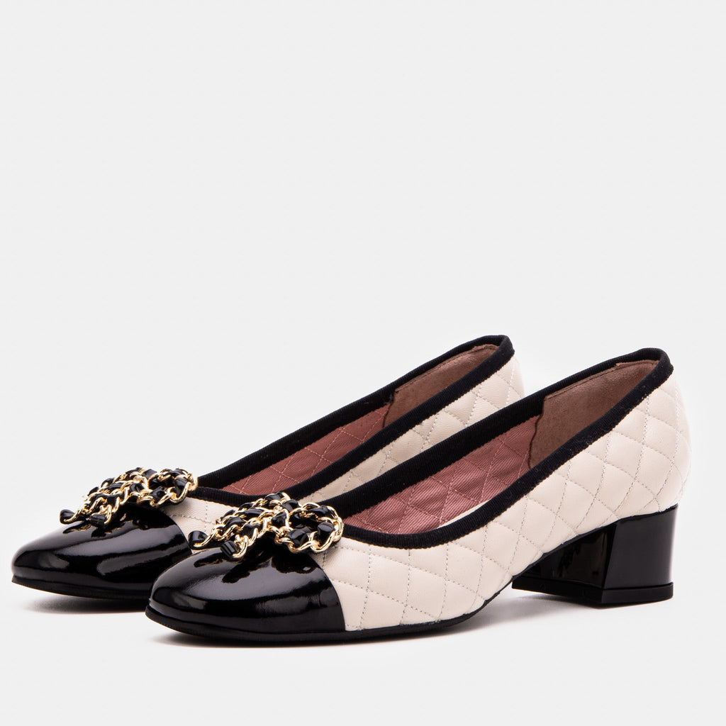 The Bellarose Ivory Quilted Leather Women Heel - Che Cose Belle