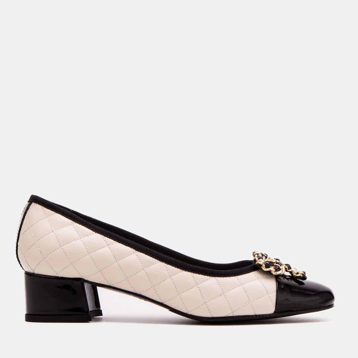 The Bellarose Ivory Quilted Leather Women Heel - Che Cose Belle