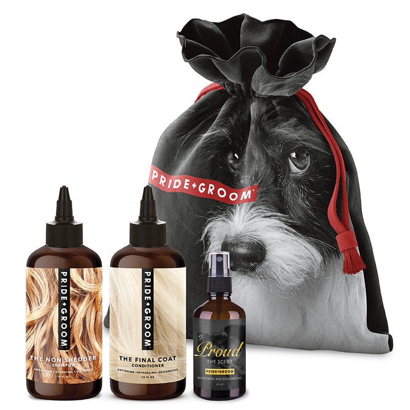 THE BIG DELUXE DOGGY BAG — Luxury Dog Grooming Kit with 16oz Coat - Specific Shampoo, Conditioner & Signature Scent - Che Cose Belle
