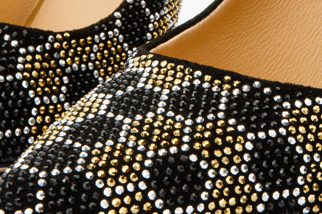 The Bolu Black & Gold Glitter Leather Pump Women Shoe - Che Cose Belle