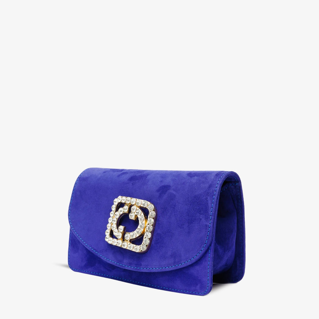The California Sax Blue Suede Leather Handbag - Che Cose Belle