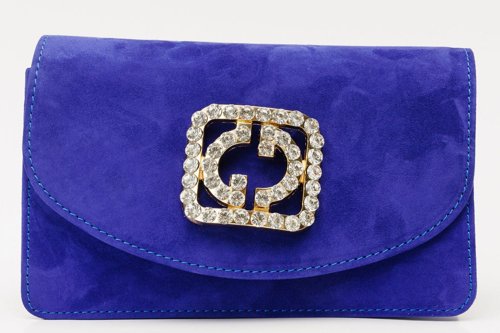 The California Sax Blue Suede Leather Handbag - Che Cose Belle