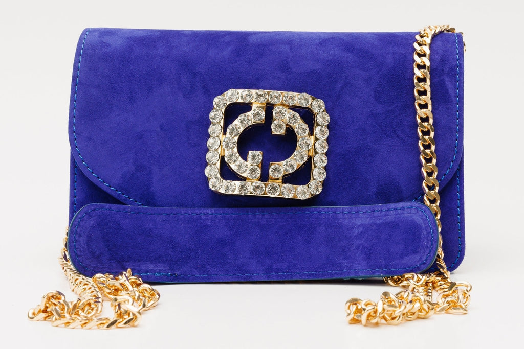 The California Sax Blue Suede Leather Handbag - Che Cose Belle