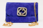 The California Sax Blue Suede Leather Handbag - Che Cose Belle